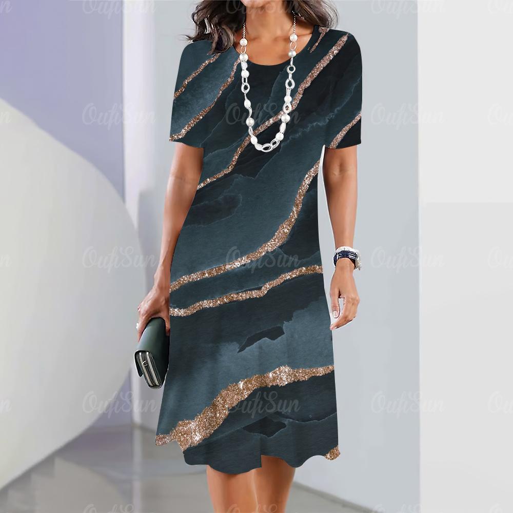 2024 Новые женские платья с графическим принтом Элегантные и красивые платья миди больших размеров Женское летнее цельное платье