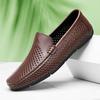 Fashion Spring Men's Leather Casual Shoes Flat Bottomed Breathable Loafers Outdoor Commuting Men's Park Walking Shoes Massage Soles