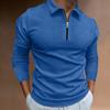 New Waffle Zip Long Sleeve Polo Shirt Men's T-shirt Top 8 Colours