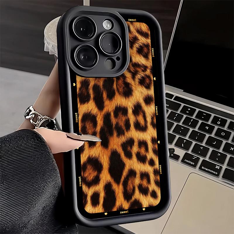 Чехол для телефона iPhone 17 Air 16E 15 16 Pro Max Модный Сладкий Леопардовый Принт Чехол 14 Plus 13 12 Mini Мягкий Силиконовый Чехол Fundas