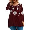 Women's Fashion Large Size Round Neck Long Sleeve Casual Christmas Print Loose Pullover Top