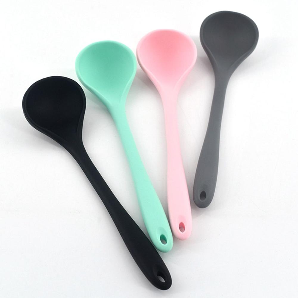 Heat Resistant Curved Handle Non-stick Dinnerware Tableware Soup Ladle Serving Spoon Scoop