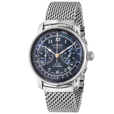 Часы Los Angeles Blue Dial Stainless Steel Quartz 42MM Germany Watch Silver [Zeppelin] 7614-M3 Men's [Товар]