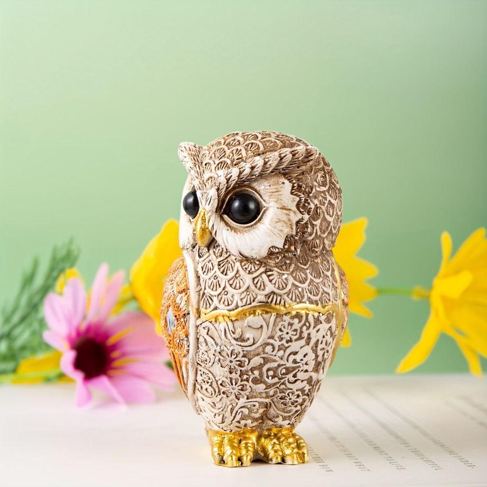 Vivid Owl Statue Cute Desktop Ornament Micro Landscape Bird Miniature Figurine  Home