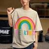 Футболка женская Be Kind Rainbow Print Oversize, свободная, с коротким рукавом, унисекс, модный дизайн, повседневный, нишевый топ