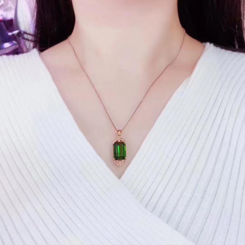 BELLA BOX Новый стиль, роскошный прямоугольный кулон с драгоценным камнем, женское ожерелье цвета розового золота на ключице, свадебное обручальное ювелирное изделие, подарок