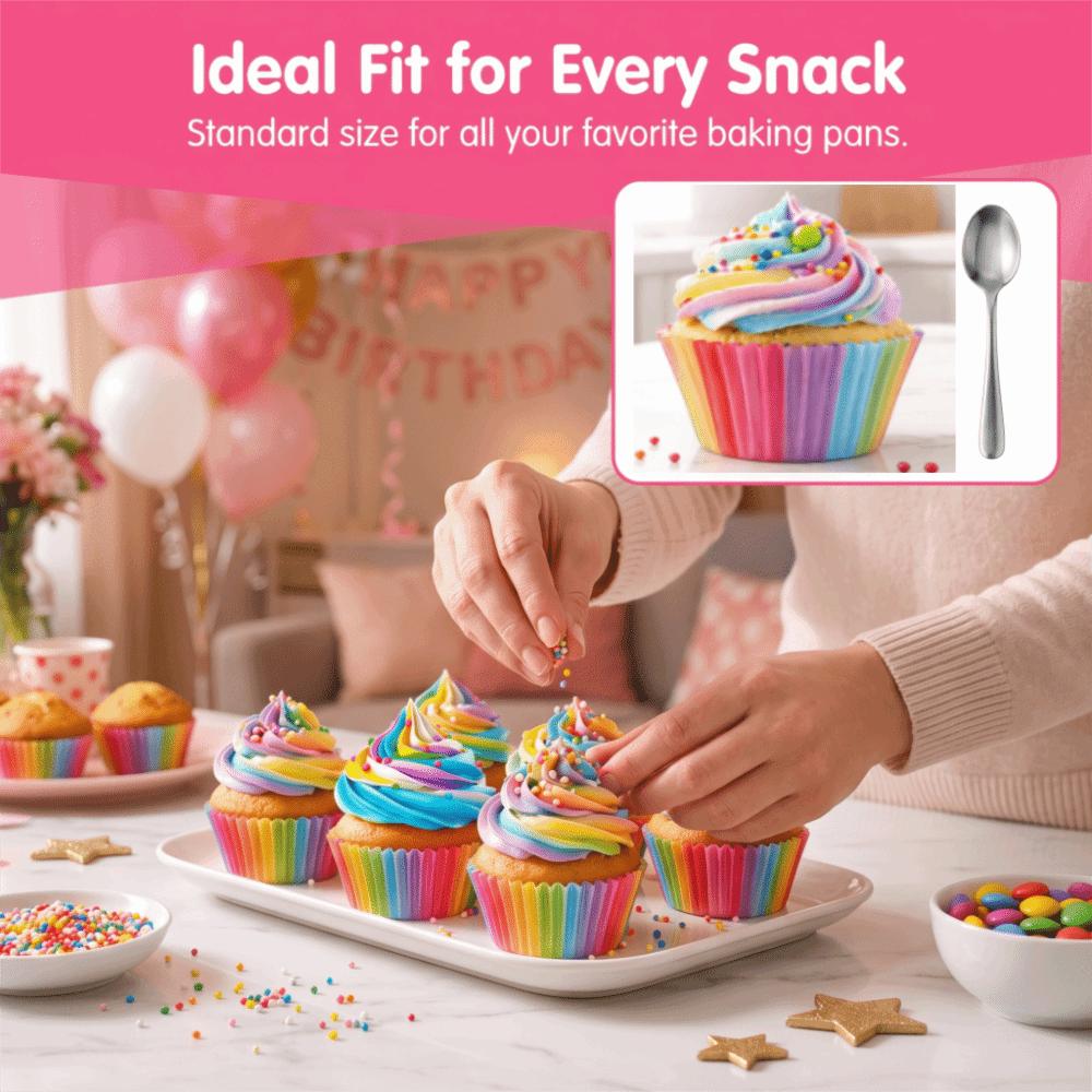 Rainbow Color Colorful Cupcake Liners Greaseproof Nonstick Cake Molds  Cake Baking
