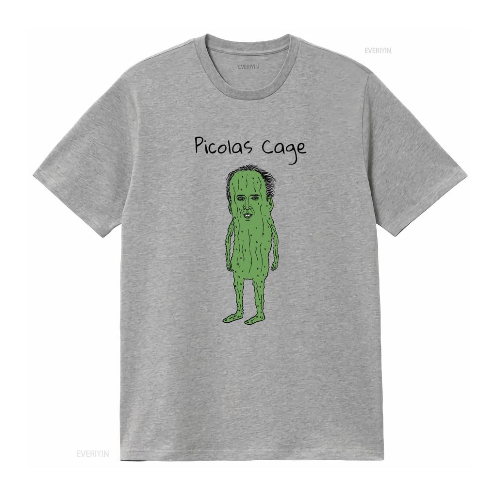Picolas Cage T Shirt Awkward Celebrity Humor Nicolas Pickle Lover Silly for vintage Washed Top For Everyday Wear Stretched