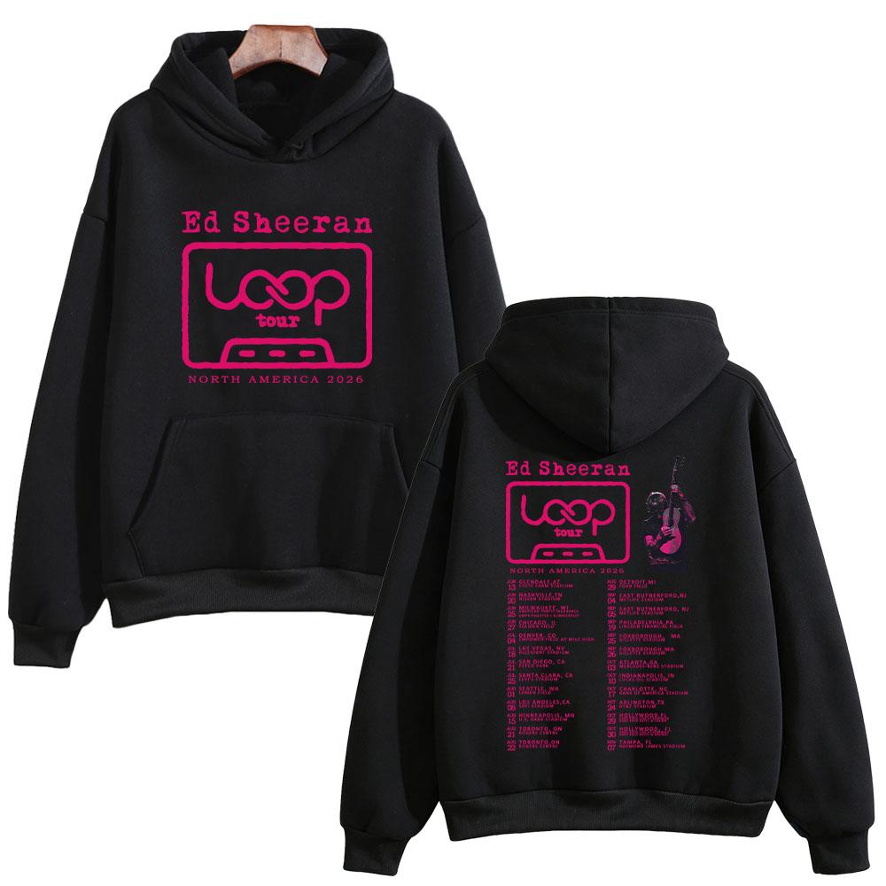 Худи Ed Sheeran 2026 Североамериканский тур 2026 Концерт Loop Новая дата Графический принт Толстовка Унисекс Длинный рукав Свободный Пуловер