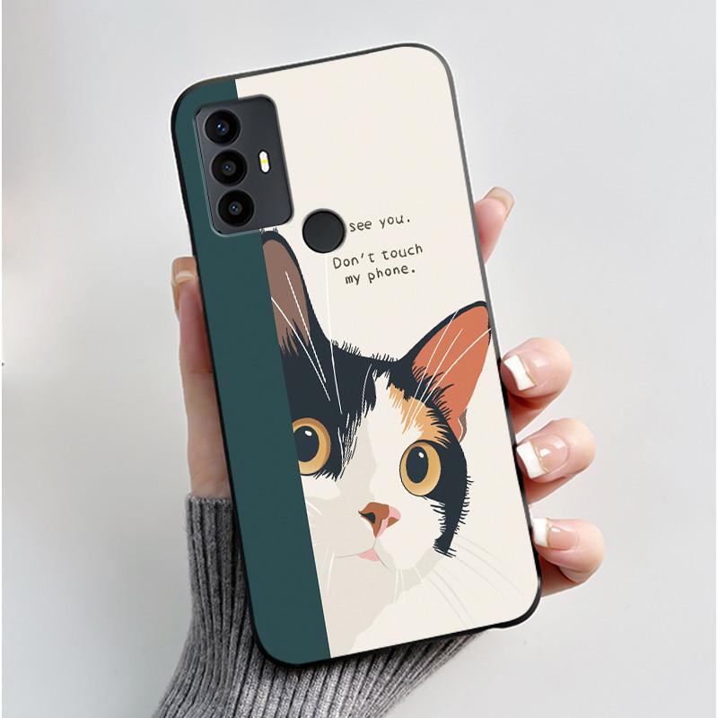 Anti-scratch Casing For TCL 30 SE/TCL 30E/TCL 306/TCL 305 Cover Soft Silicone Black Shell Golden Butterflie And Flower Pattern