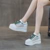 Small Inner Height Increase Women's Shoes 2025 New Small Size Thick-soled Slope Heel Casual Single Shoes Breathable Lace-up White Shoes Women