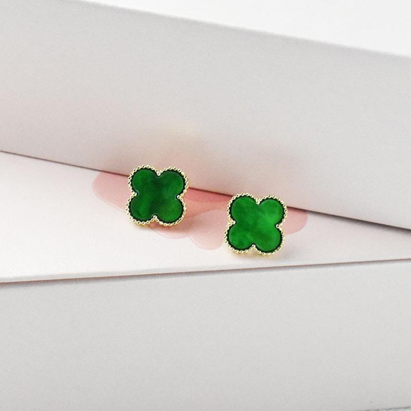 Новые серьги-клеверы с четырьмя листочками Простые универсальные серьги для пожилых людей Легкие роскошные темпераментные простые милые серьги