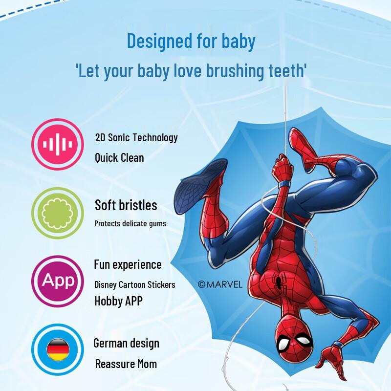 Электрическая зубная щетка Oral-B Kids для 3-7 лет, издание «Человек-паук», вилка CN (адаптер в комплекте)