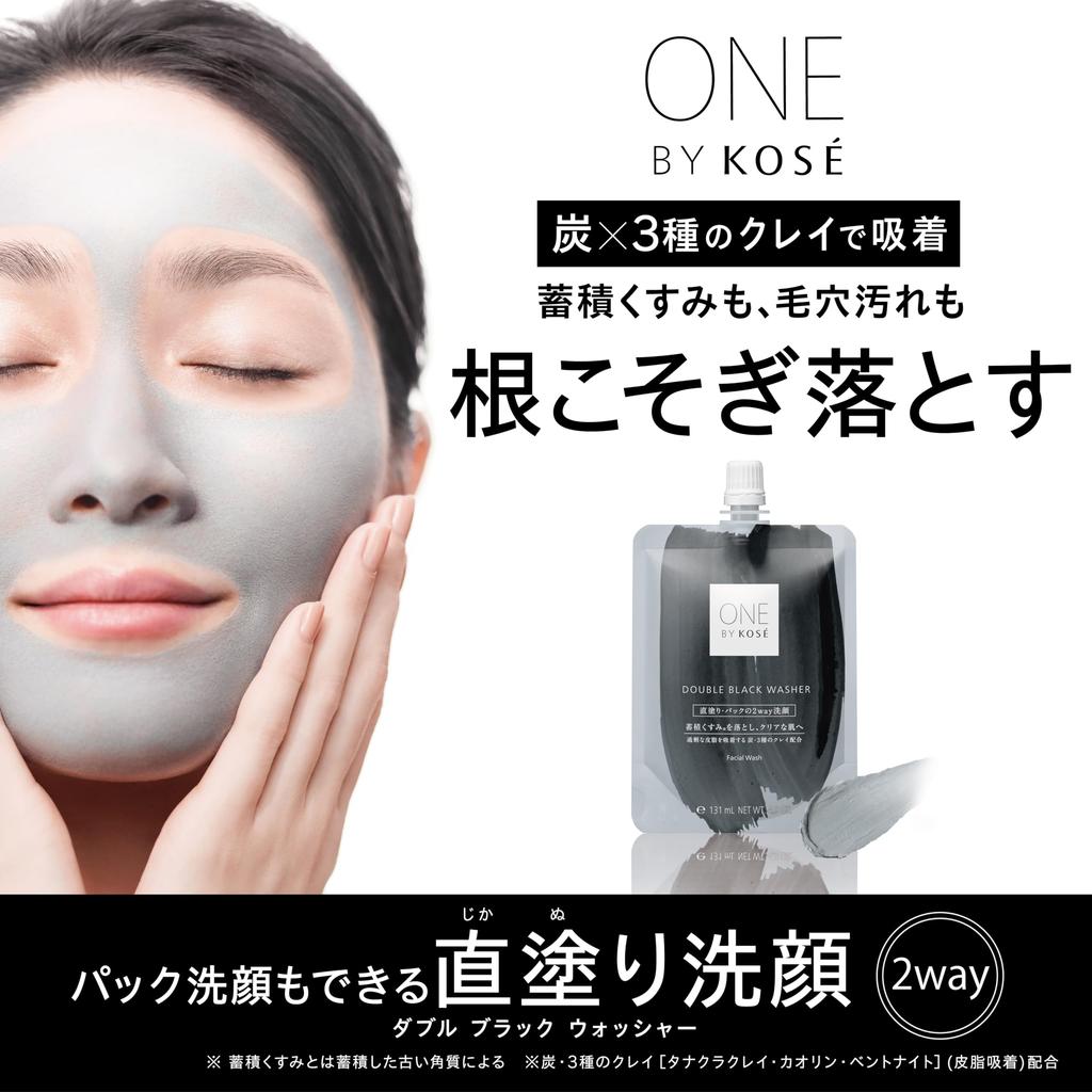 ONE BY KOSE Face Wash Pore Double Black Washer Body 140 г Sebum Dullness Dead Skin Clay