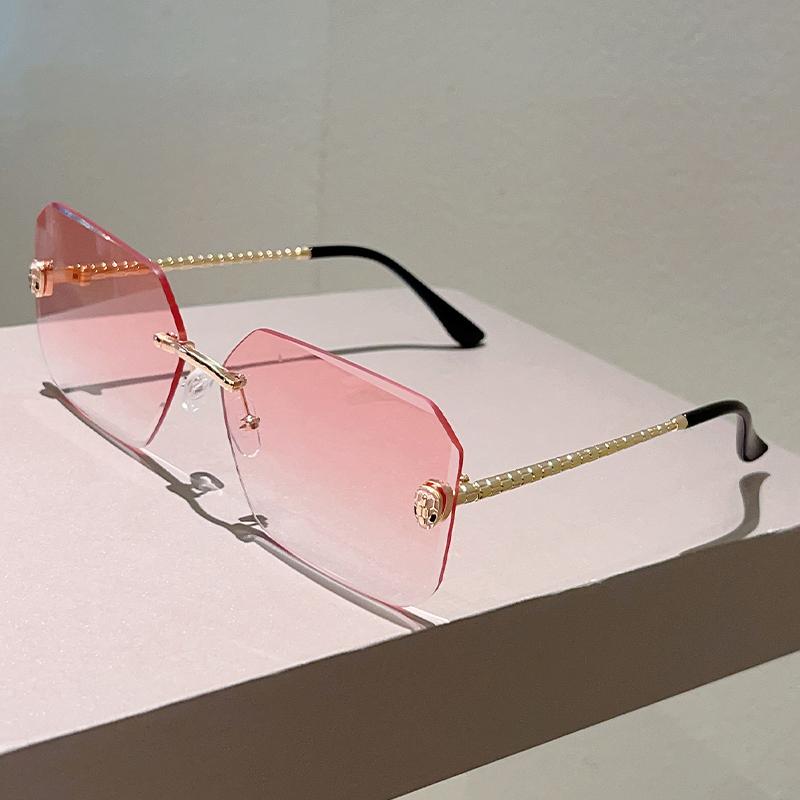 Квадратные солнцезащитные очки без оправы Новинка Модные Градиентные Повседневные Солнцезащитные очки Женские Трендовый Дизайн Роскошного Бренда Декор Оттенки