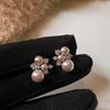 Zircon Pearl Flower Earrings Niche Versatile High-end Stud Earrings 2025 Popular Temperament Earrings Women