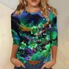 Женская модная повседневная уличная одежда. Топ-футболка с принтом ко Дню Святого Патрика, рукав три четверти