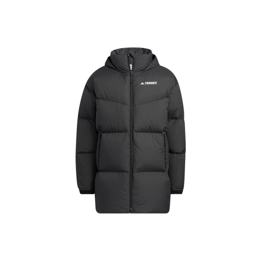 Adidas Zip-Up Down Jacket With Brand Logo Print Unisex Outerwear Black HM9706