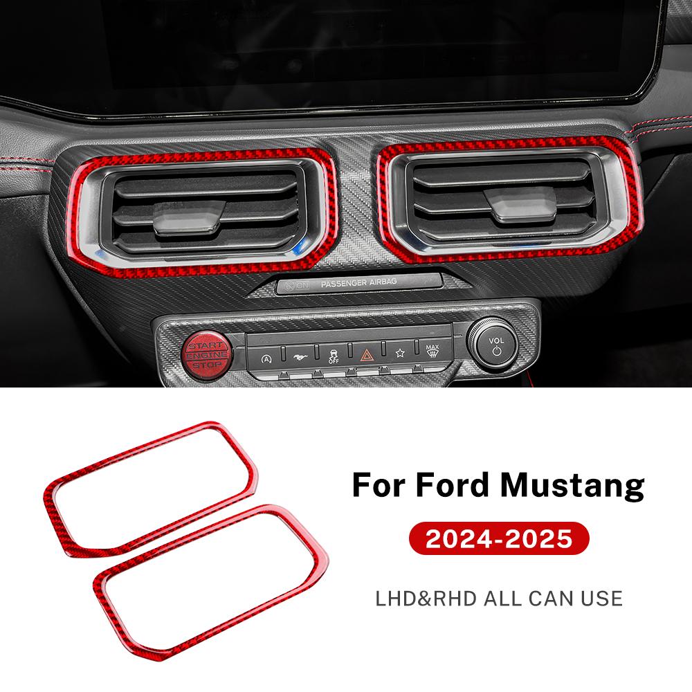 Real Soft Carbon Fiber Sticker For Ford Mustang GT Dark Horse EcoBoost 2024 2025 2026 LHD RHD Car Central Control AC Panel