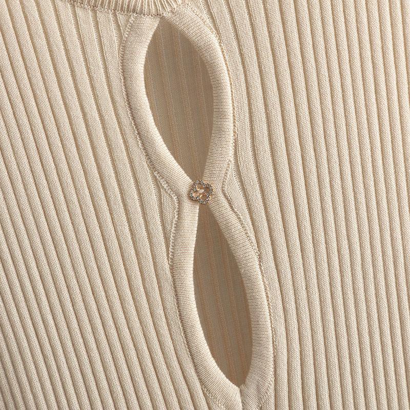 New Vintage Dress Senior Ice Silk Sleeveless Round Neck Slim Knit Mid-length Summer Sexy Base Dress