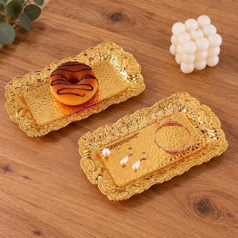 Iron Cake Dessert Plates 3D Embossed Jewelry Storage Plate Metal Serving Trays for Party Snacks
