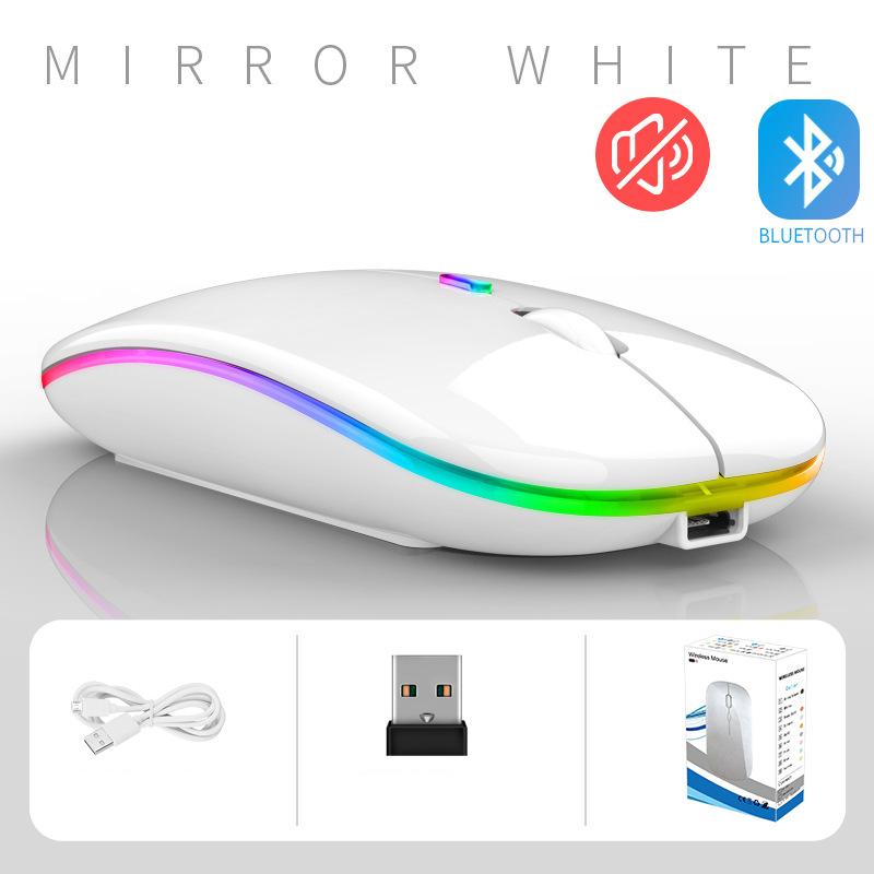 New Bluetooth Dual-mode Wireless Mouse Ultra-thin USB Fiber-optic Luminous Wireless Mouse 2.4G Receiving High-speed Computer Dedicated LM
