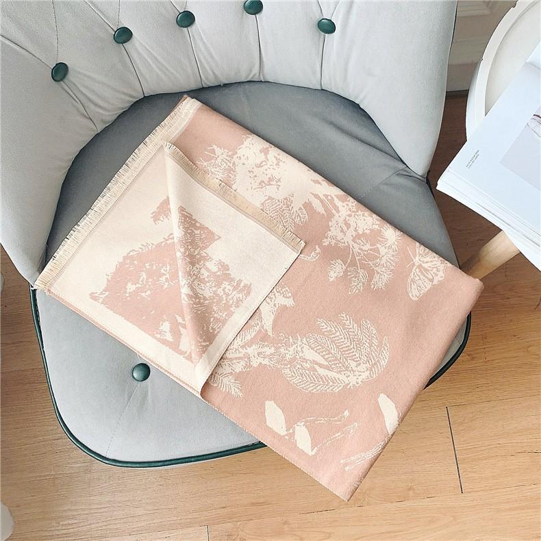 Classic Fashion Letter Thousand Birds Grid Imitation Cashmere Scarf Women's Winter Thickened Double Sided Air Conditioning Shawl Scarf Women's