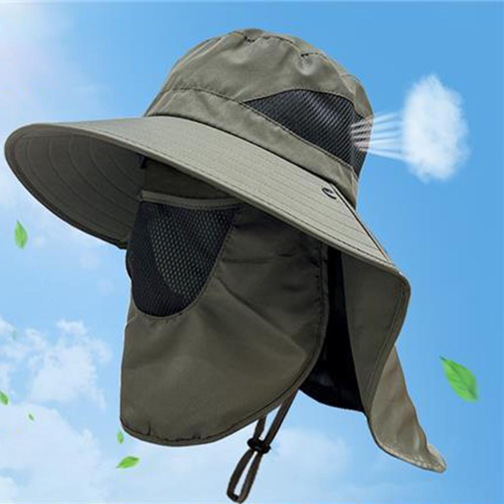Летние солнцезащитные шляпы с защитой от ультрафиолета, уличная кепка для охоты и рыбалки для мужчин и женщин, походная шапка с козырьком, шляпа-ведро с клапаном на шее, рыбацкая шляпа
