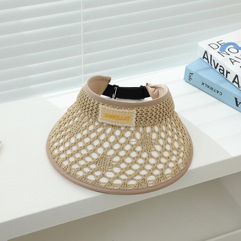 Children's Sun Protection Hat Summer Empty Top Sun Hat Boys and Girls UV Sun Hat Cartoon Straw Woven Hat Cool Hat