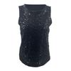 Women Vest Sequin Detail Glitter Tops Round Neck Sleeveless Loose Tank Tops Parties