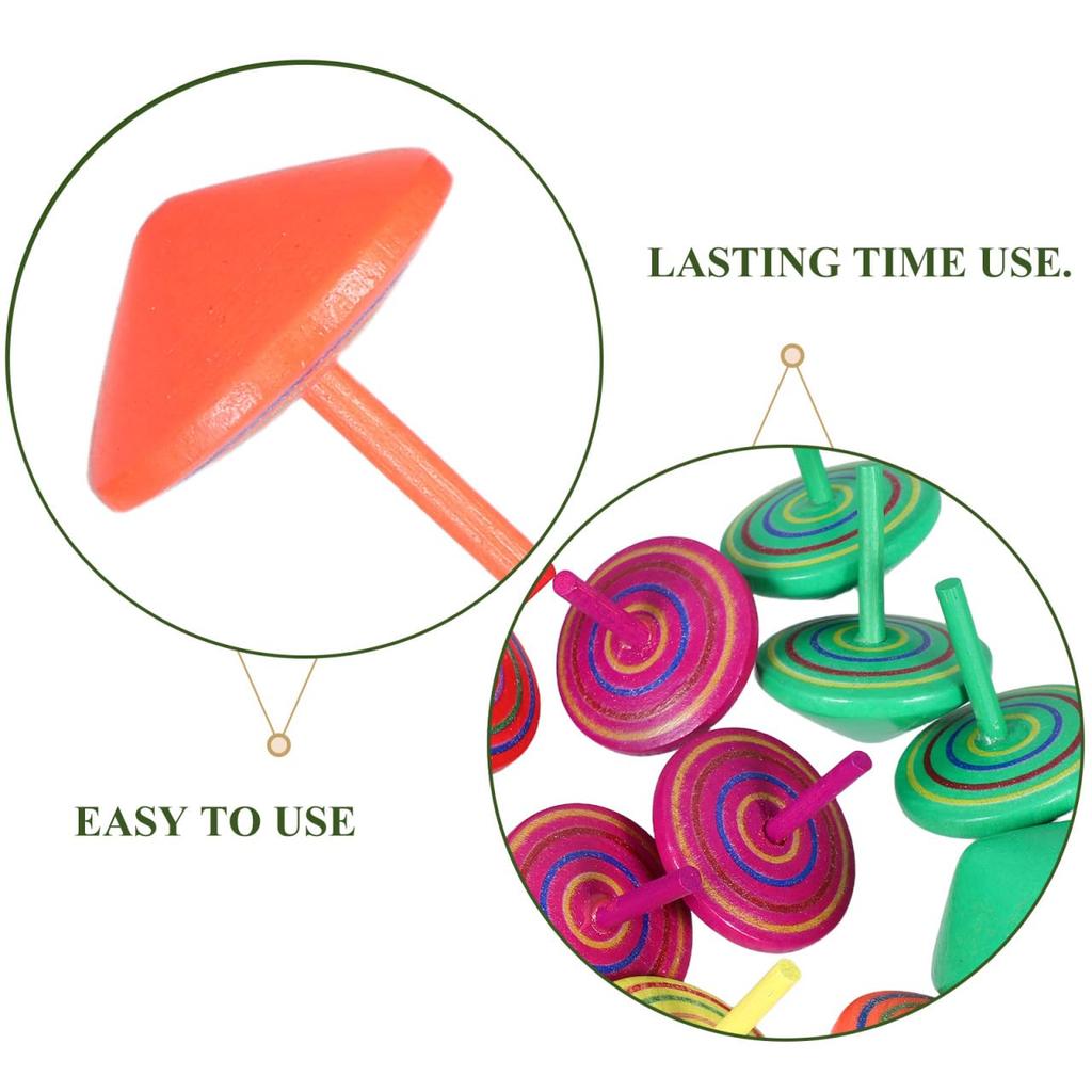 LIOOBO Деревянные волчки с ручным приводом, набор из 12 штук, забавные развивающие игрушки для детей, (Случайные цвета)