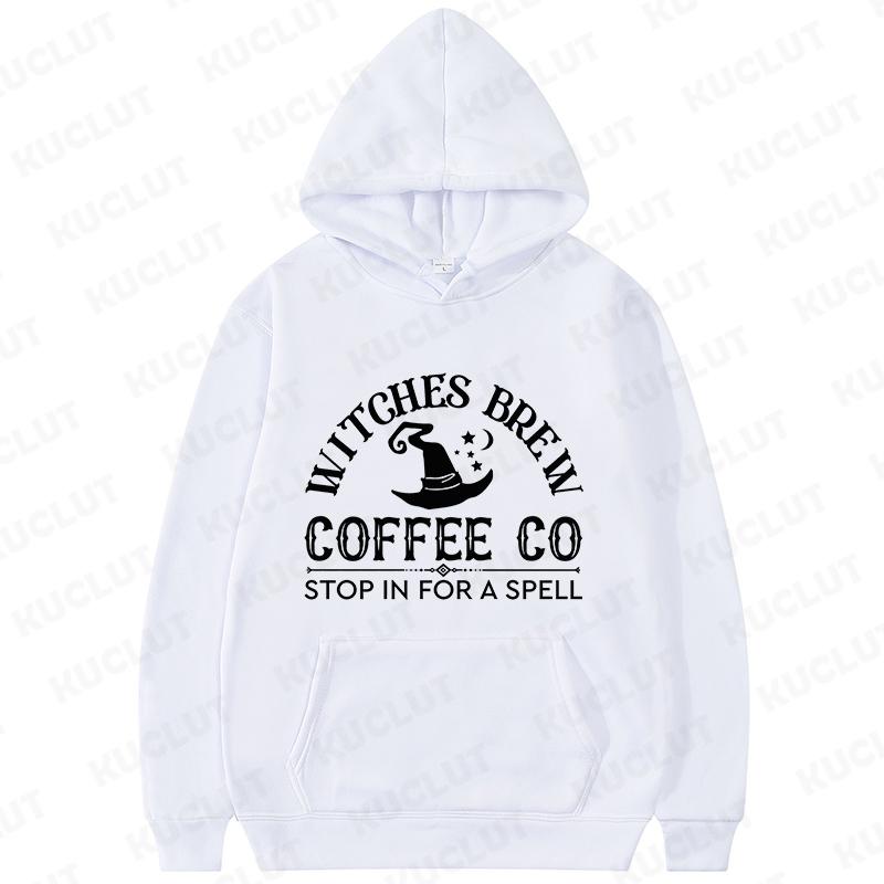 Witches Coffee Co Stop In For A Spell Print Hoodies Funny Halloween Women Sportwear Fashion Fall Hoodies Sweatshirts Casual
