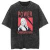 Chainsaw Man Power Blood Fiend Anime T Shirt 2026 Summer Vintage Washed Unisex Cotton Loose Fit Short Sleeve Streetwear Graphic