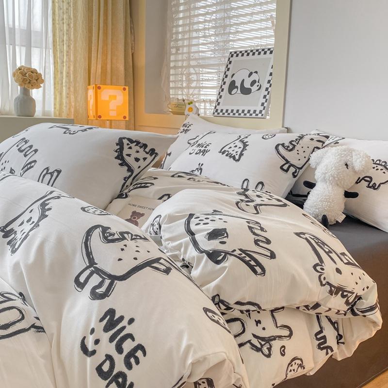 Маленький комплект из четырех предметов из свежевыстиранного хлопка, постельное белье, пододеяльник, комплект из трех предметов для односпальной кровати в общежитии