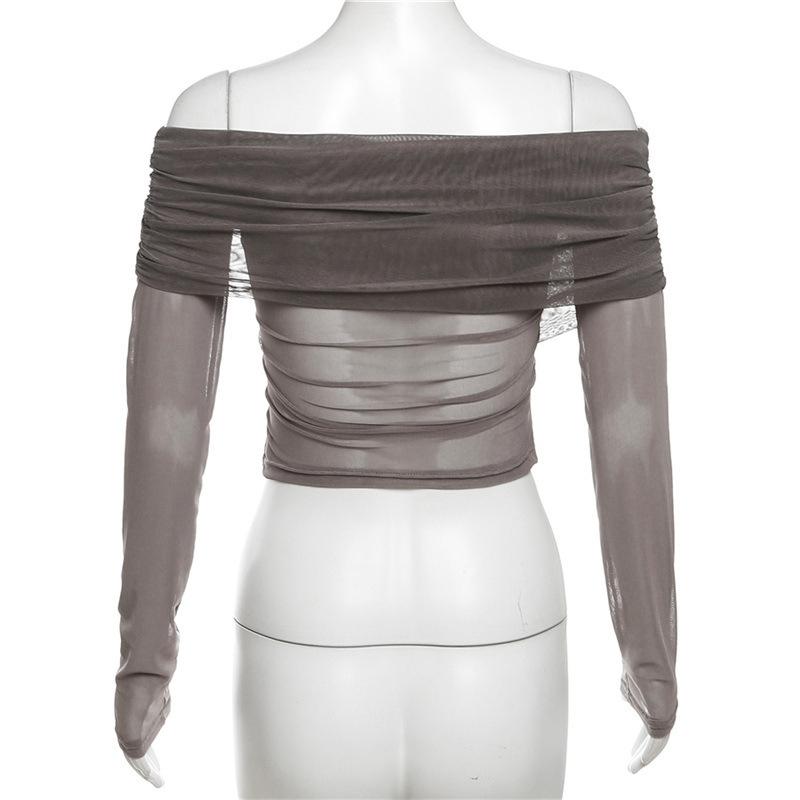 Осенний женский сексуальный повседневный пуловер с одним вырезом и длинными рукавами в стиле тай-дай