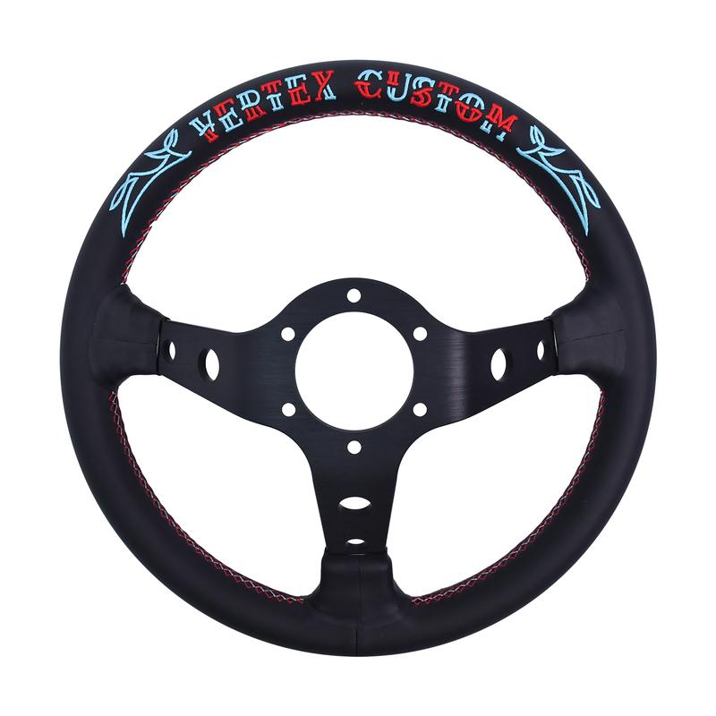Vertex Universal Steering Wheel Leather Aluminum Alloy Car modified Auto parts Embroidery Custom Racing Game Steering Wheel