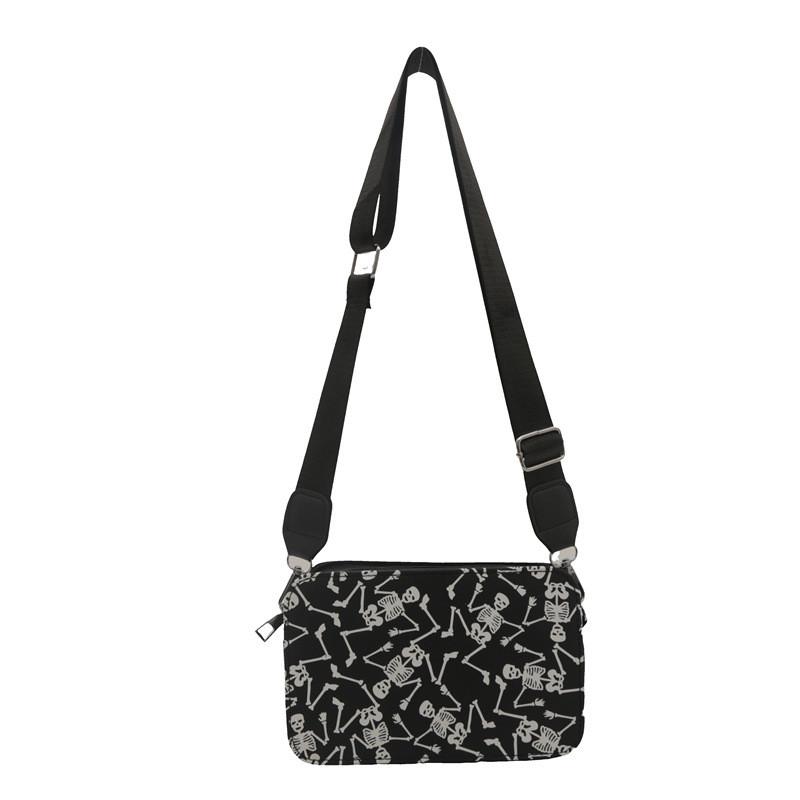 Halloween Skull Shoulder Bag For Women Pu Leather Casual Crossbody Purse With Zipper Closure