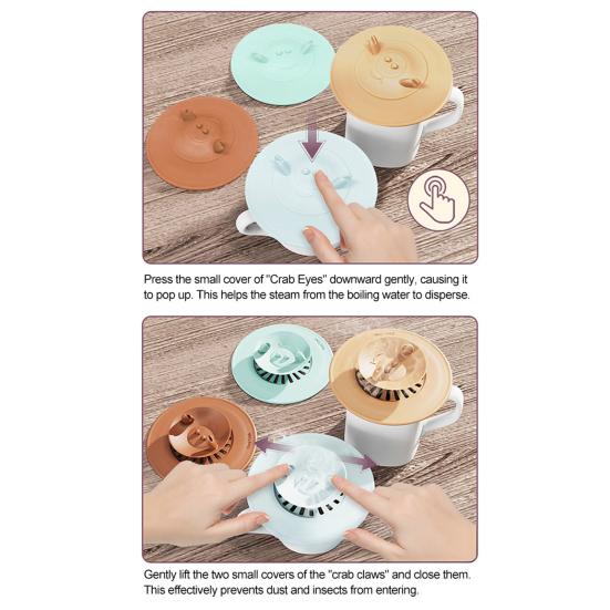 Crab Silicone Cup Covers Heat Resistant Tea Bag Mug Topper Tea Infuser Lid Accessory for Coffee Milk Hot Drinks