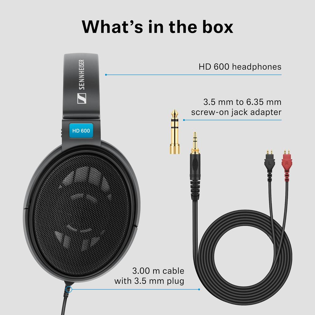 Sennheiser HD 600 Проводные наушники динамические проводные наушники с широкой звуковой сценой и высоким идеальны для музыки с металлической сеткой черные –