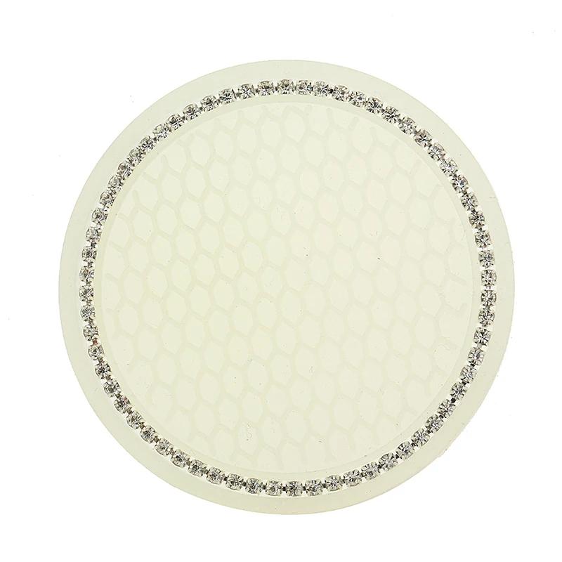 Блестящие стразы Автомобильная подставка под стакан Нескользящие вставки Подставки Коврики с флуоресцентной подсветкой для женщин девушек Декор салона автомобиля