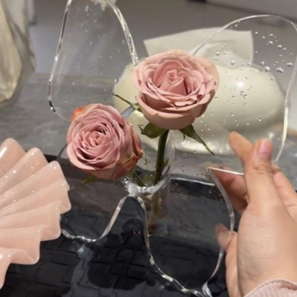 Acrylic Butterfly Acrylic Vase Transparent Desktop Ornament Hydroponic Flower Vase Banquet