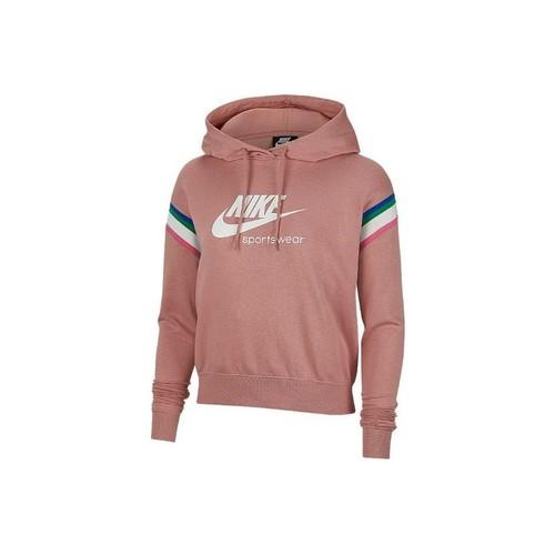 Nike Свитшот для женщин в американском стиле с блоками цвета и логотипом-буквой, розовый