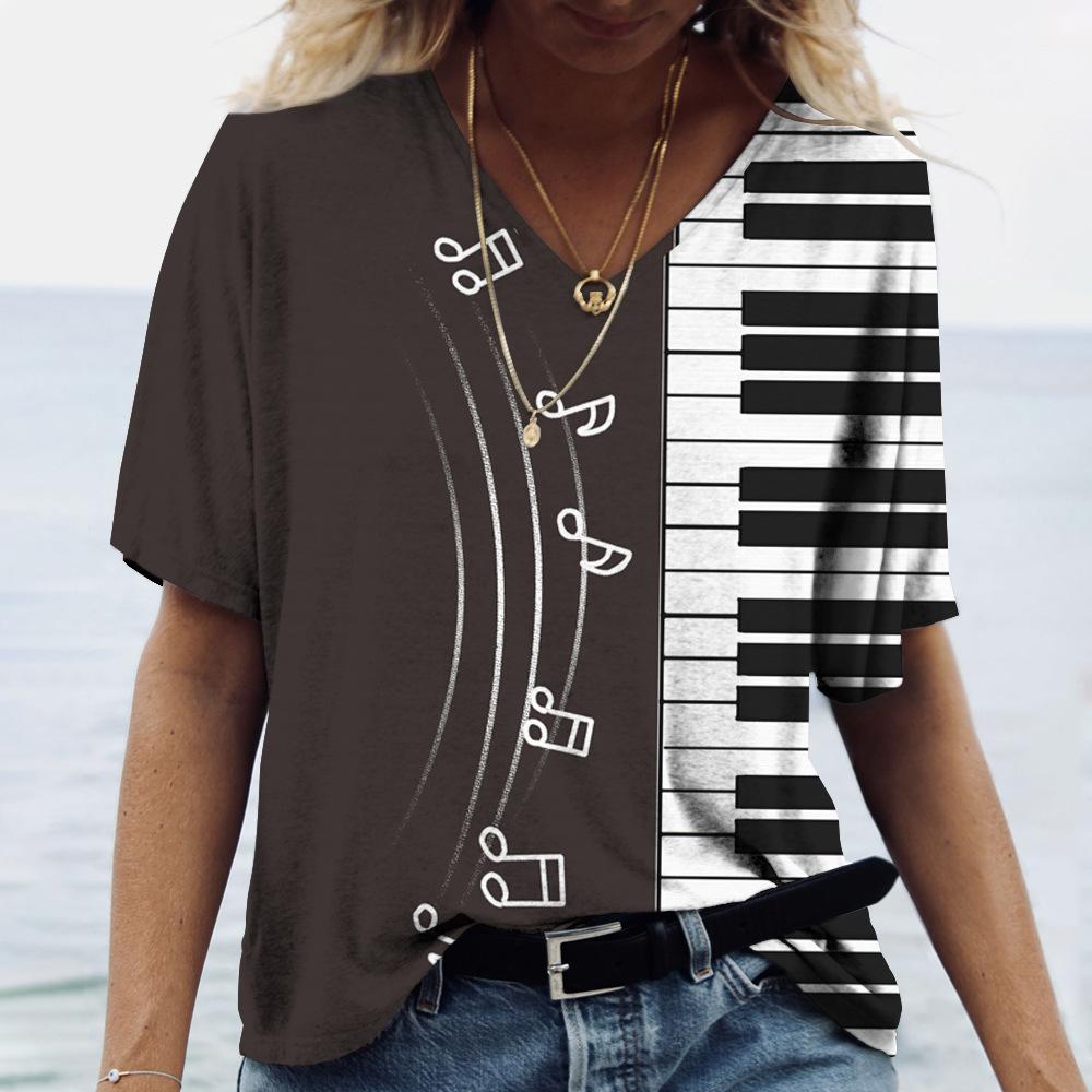 Футболки с v-образным вырезом, женские винтажные свободные топы с 3D мультяшным принтом и короткими рукавами, летние повседневные футболки для влюбленных пар