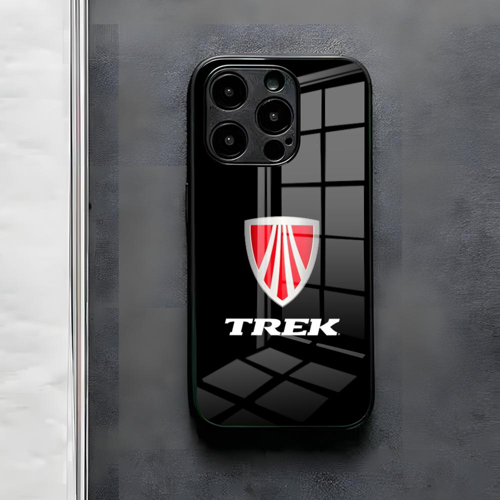 Чехол для телефона Bicycle T-TrekS для iPhone 17 Air 16 E Pro Max 15 14 13 Mini 12 Pro 11 Max Plus Черная стеклянная крышка