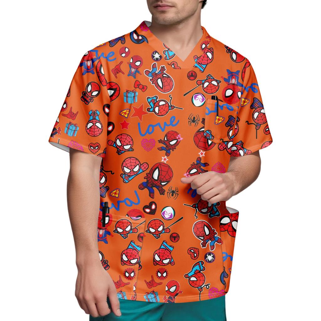 Мужской топ с коротким рукавом и V-образным вырезом с принтом нагрудного кармана