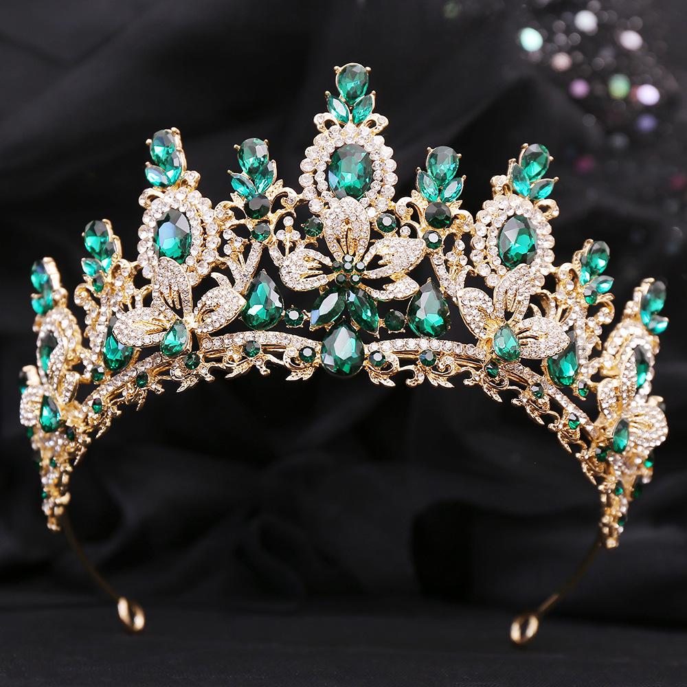 Baroque Luxury Water Drop Flower Crystal Opal Tiara For Women Wedding Girls Birthday Party Elegant Crown Hair Accessories