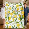 1 шт. фланелевое одеяло с лимонным узором, белое с желтым, мягкое, подходит для дивана, кровати, офиса, для использования в любое время года.