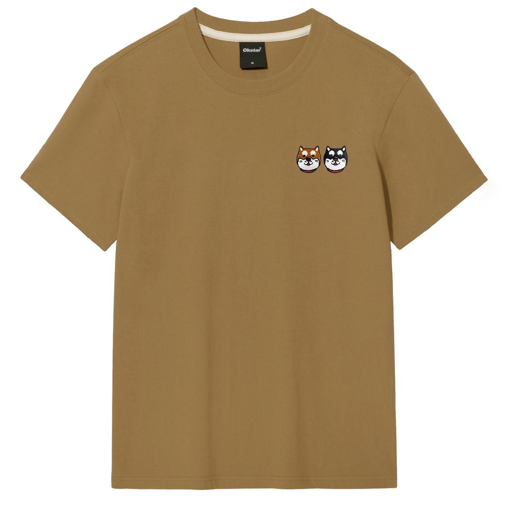 Вышитая футболка OKSTAR Shiba Friends с коротким рукавом (Тип C)
