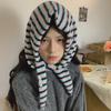 Треугольный вязаный шарф из шерсти в полоску, разноцветный, дизайнерский, женский, зимний, теплый, головной платок, шали, шейный платок, хиджаб, пашмина, накидка