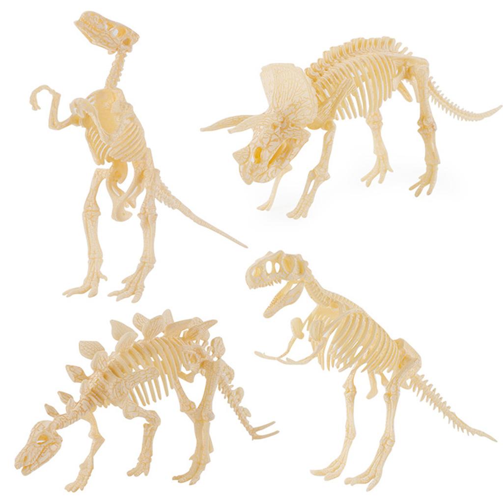 6Pcs/Set Dinosaur Skeleton 3D Puzzles Model Assorted Figurines DIY Assembly Simulation Dino Mammoth Bones Decoration Toy
